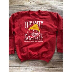 Vintage The Salty Dog Cafe Unisex Red Sweatshirt Graphic Hilton Head XL